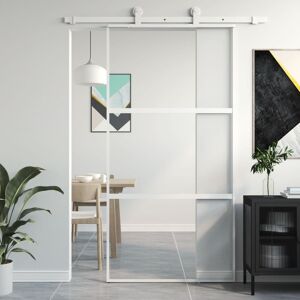 vidaXL Puerta corredera vidrio templado y aluminio blanca 102,5x205 cm