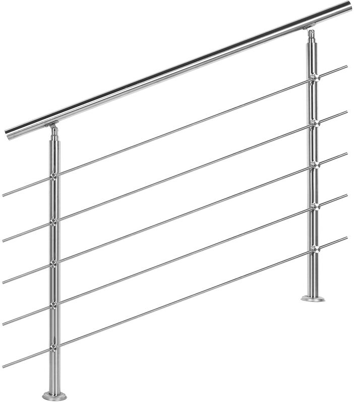 WILTEC Barandilla acero inox 5 varillas 120cm Pasamanos escalera Parapeto