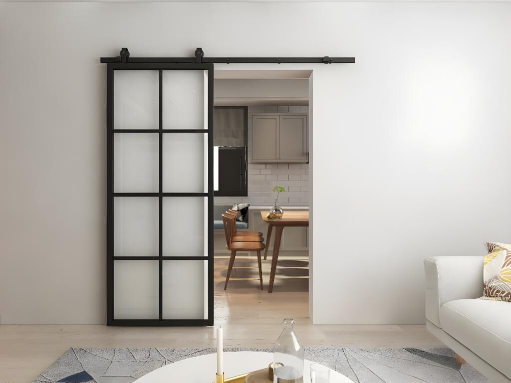 Unique Puerta corredera WILDEN - Alt. 205  cm x Ancho 83  cm - Aluminio y cristal templado