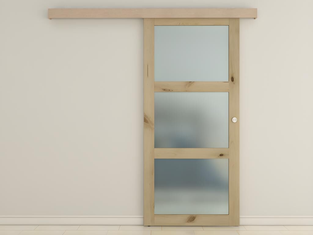 Unique Puerta corredera con 3 ventanas ACOSTA - Alt. 205 x Ancho 83 cm - MDF natural