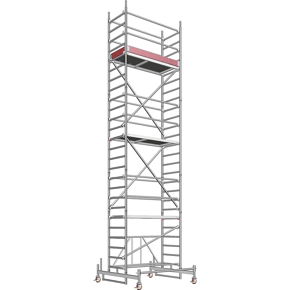 Layher Andamio plegable de aluminio ZIFA, plataforma de 1,80 x 0,75 m, altura de andamio 6,98 m
