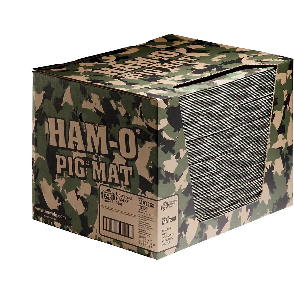 PIG Estera de fieltro aglutinante universal HAM-O®, modelo universal, en caja dispensadora de cartón, verde, A x L 410 x 510 mm, UE de 100 unid.