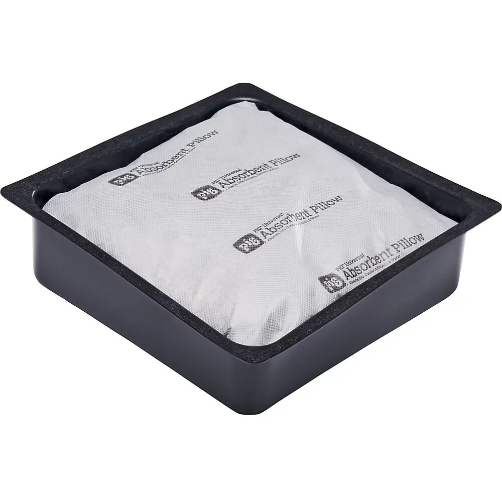 PIG Almohadilla absorbente en cubeta de PE PILLOW-IN-A-PAN, cubeta con acolchado, UE 24 unidades, H x A x L 50 x 250 x 250 mm