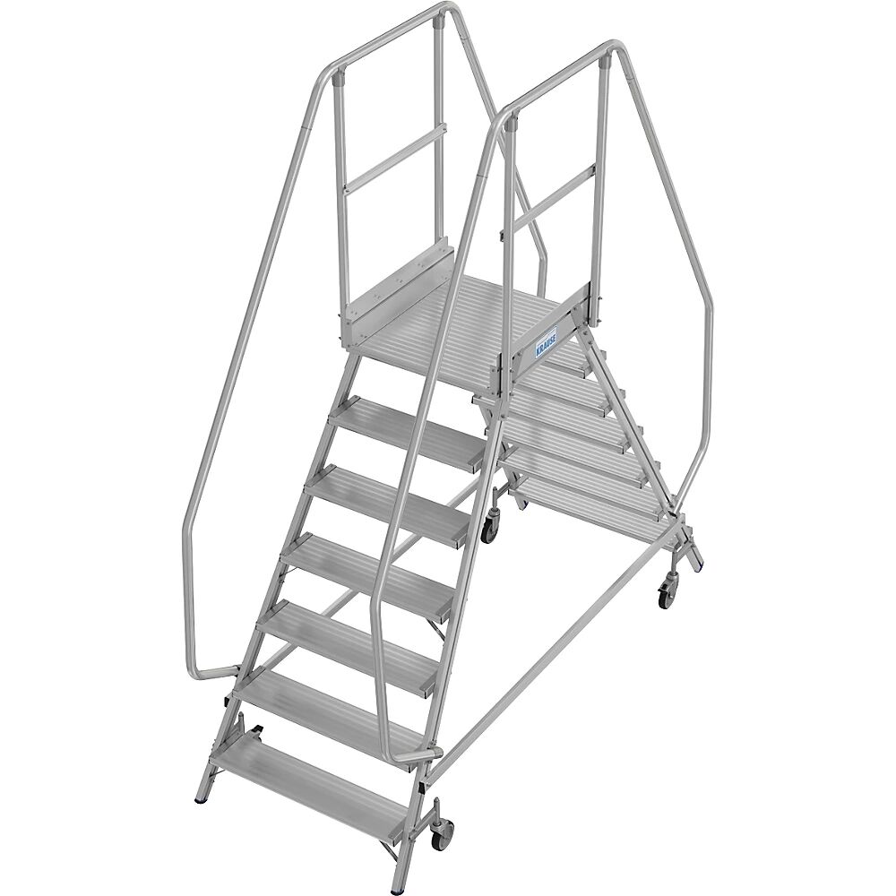 KRAUSE Escalera con tarima, de ascenso por dos lados, rodapiés, 2 x 7 peldaños