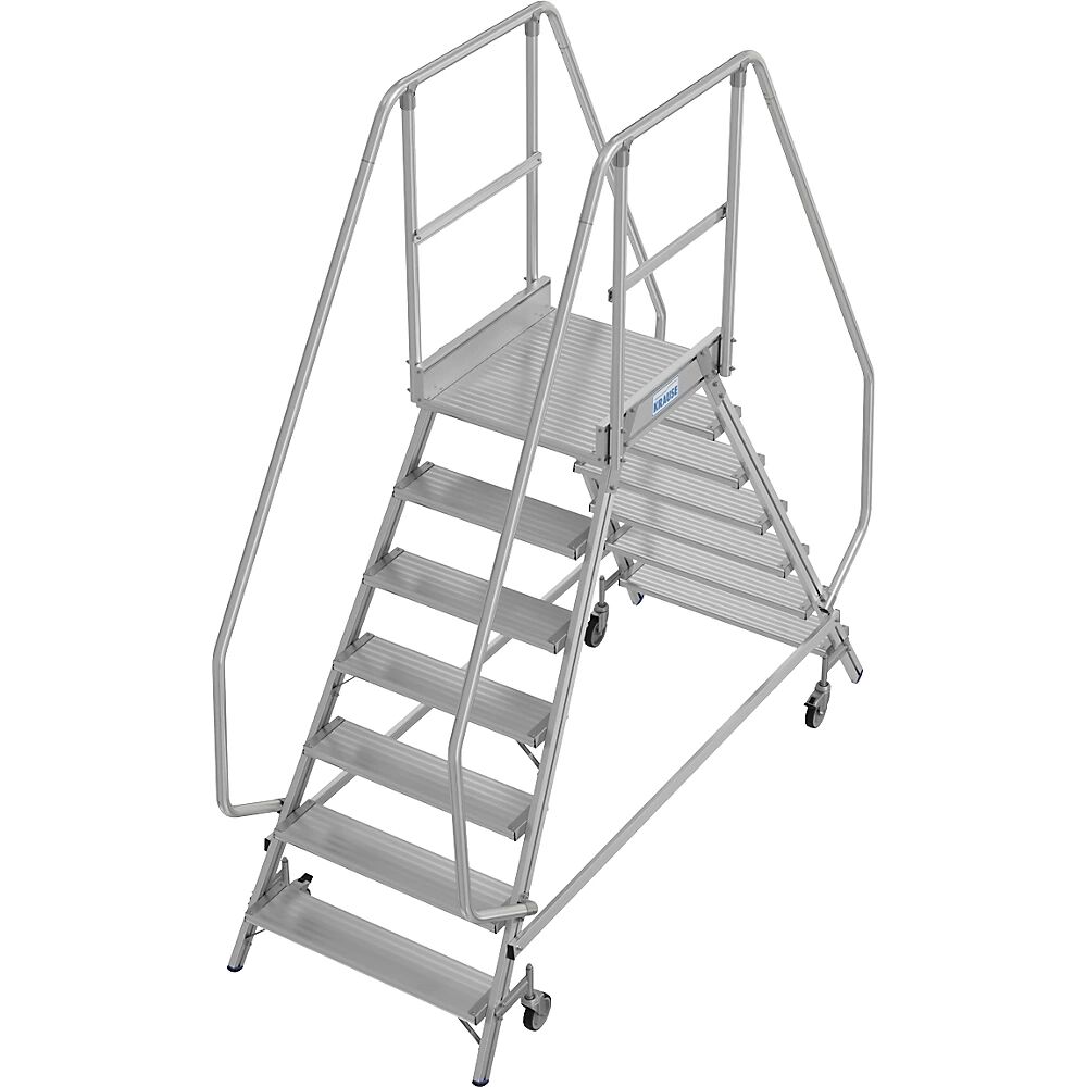 KRAUSE Escalera con tarima, acceso por ambos lados, 2 x 7 peldaños