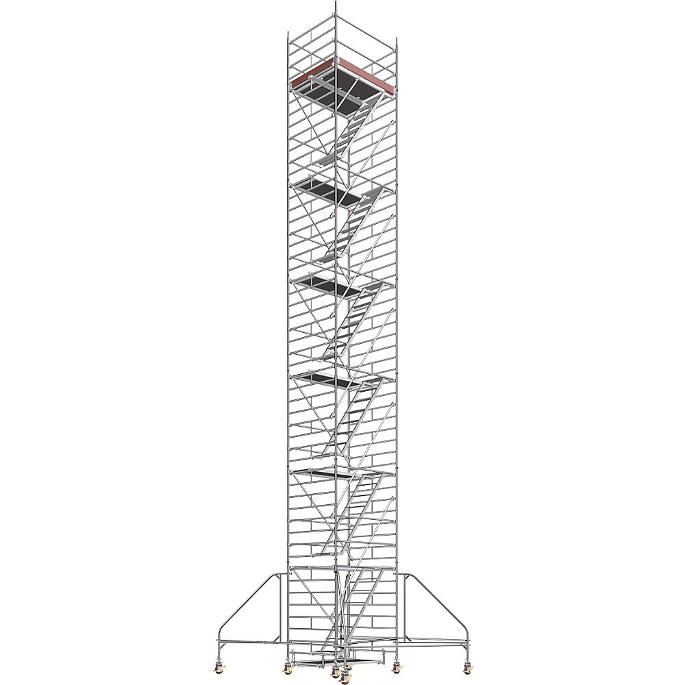 Layher Andamio rodante universal, con escalera, plataforma de 1,80 x 1,50 m, altura de andamio 13,43 m