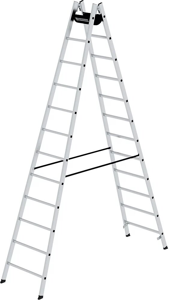 MUNK Escalera de seguridad de peldaños estrechos, ascenso por ambos lados, peldaños de 30 x 30 mm, antideslizantes, 2x12 peldaños