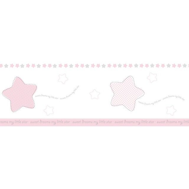 Candy Cenefa autoadhesiva Estrellas rosa