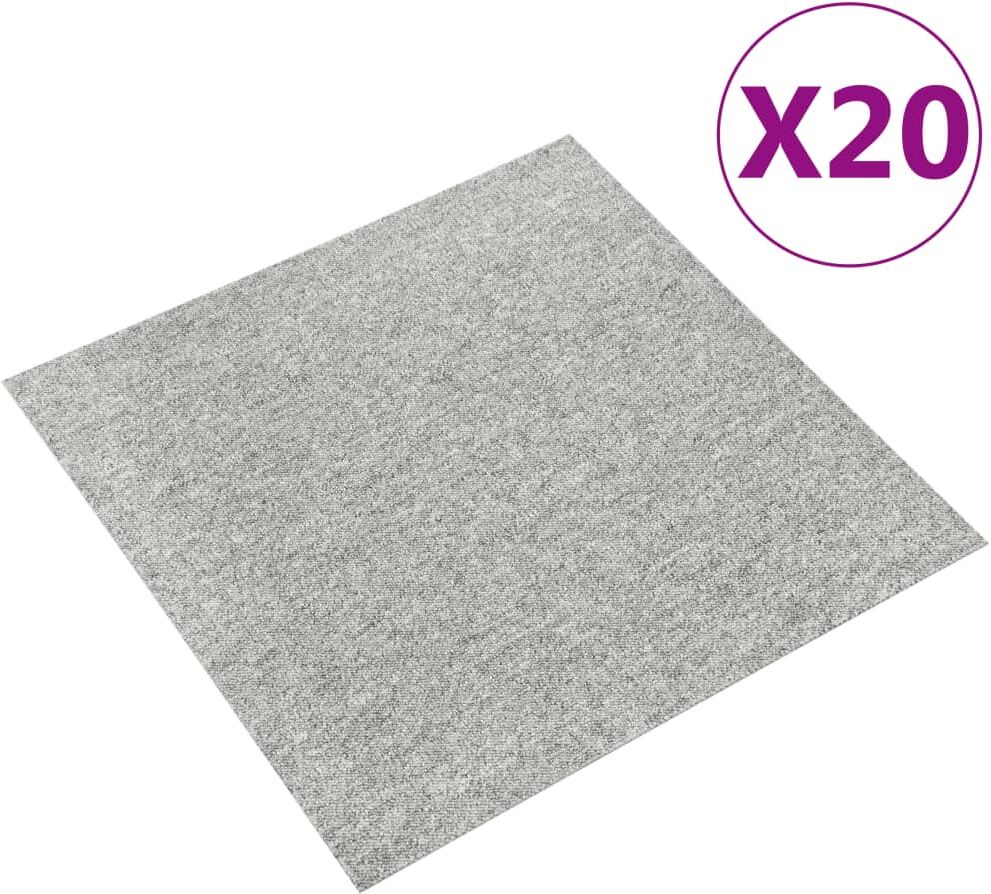 vidaXL Baldosas de suelo de moqueta 20 uds 5 m² 50x50 cm gris claro