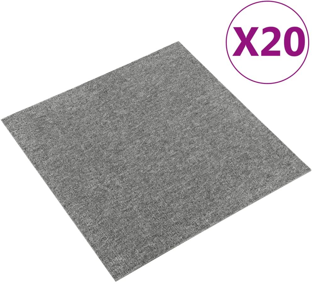 vidaXL Baldosas de suelo de moqueta 20 uds 5 m² 50x50 cm gris