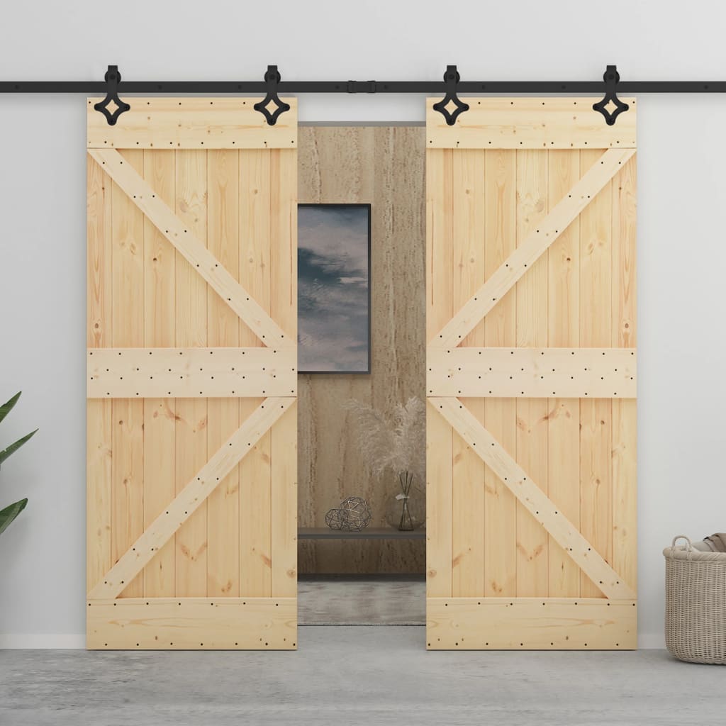 vidaXL Puerta corredera con herrajes madera maciza de pino 90x210 cm