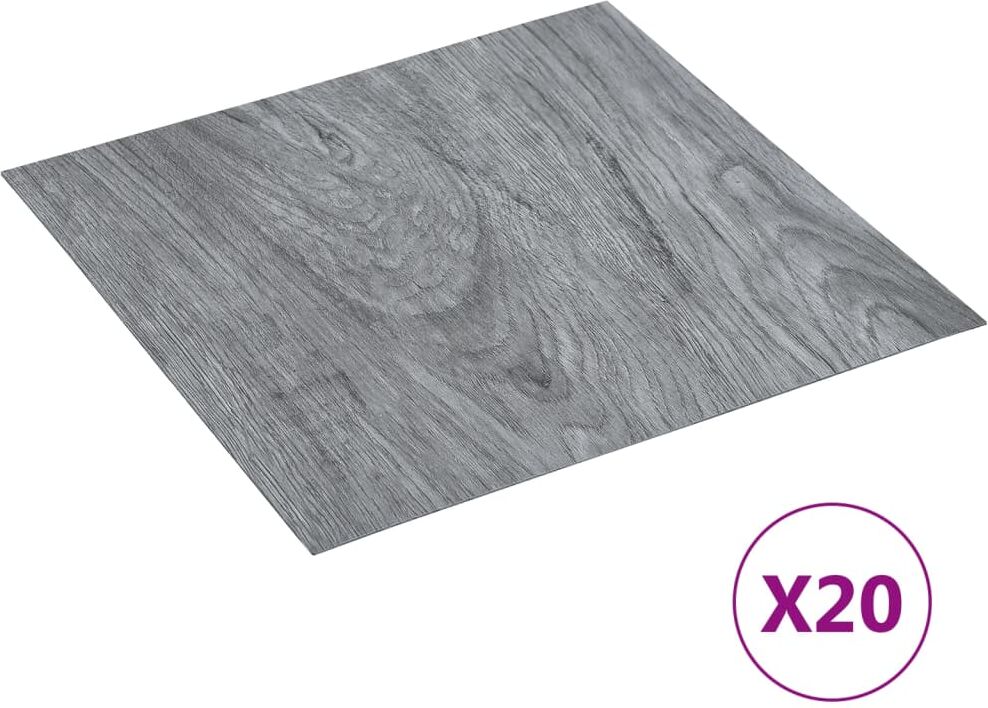 vidaXL Tarimas autoadhesivas 20 piezas PVC 1,86 m² gris claro