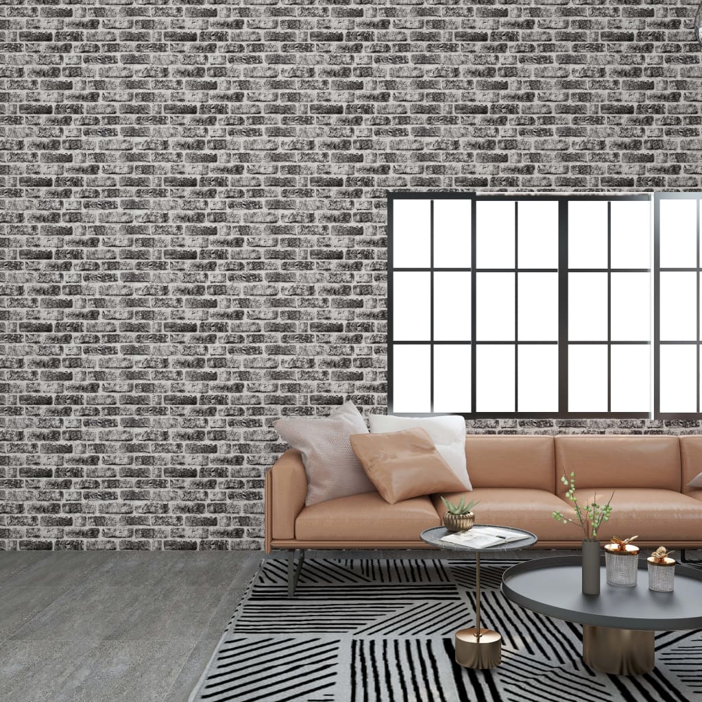 vidaXL Paneles de pared 3D 10 uds diseño de ladrillo EPS gris oscuro