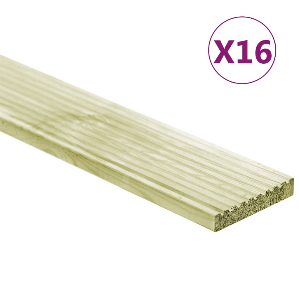 vidaXL Tablas para terraza 16 uds madera de pino impregnada 2,32 m² 1m