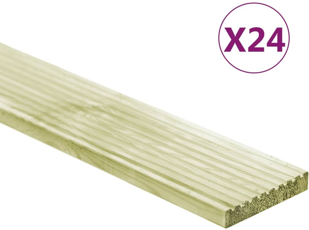 vidaXL Tablas para terraza 24 uds madera de pino impregnada 3,48 m² 1m