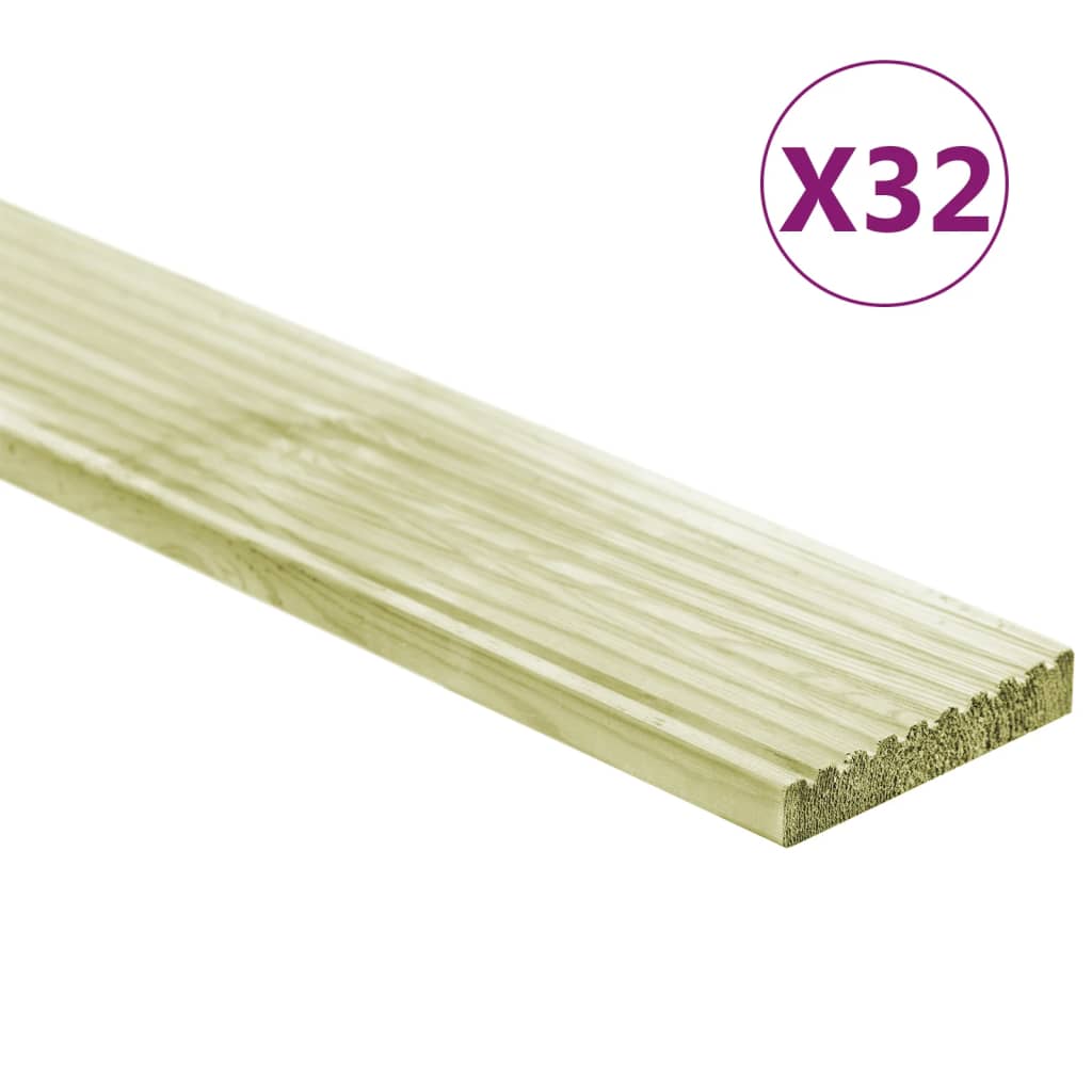 vidaXL Tablas para terraza 32 uds madera de pino impregnada 4,64 m² 1m