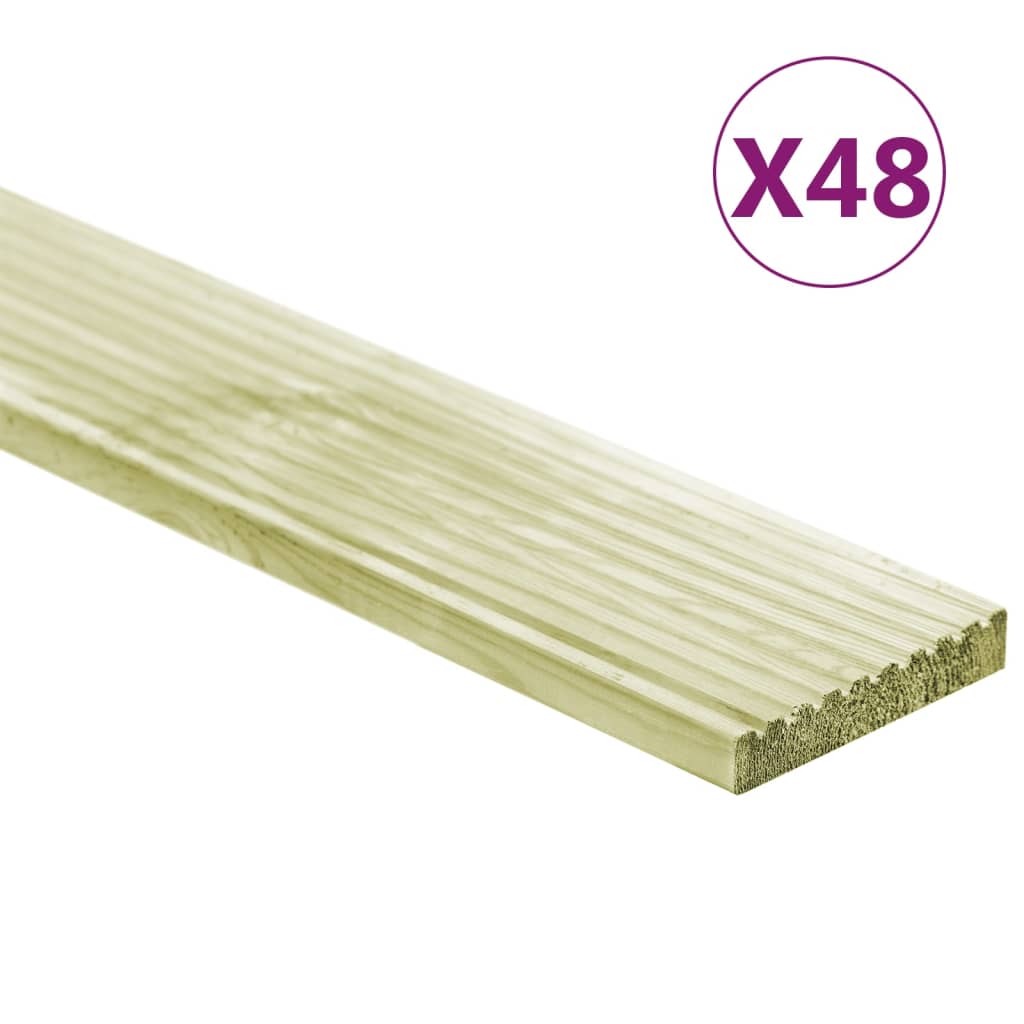 vidaXL Tablas para terraza 48 uds madera de pino impregnada 6,96 m² 1m