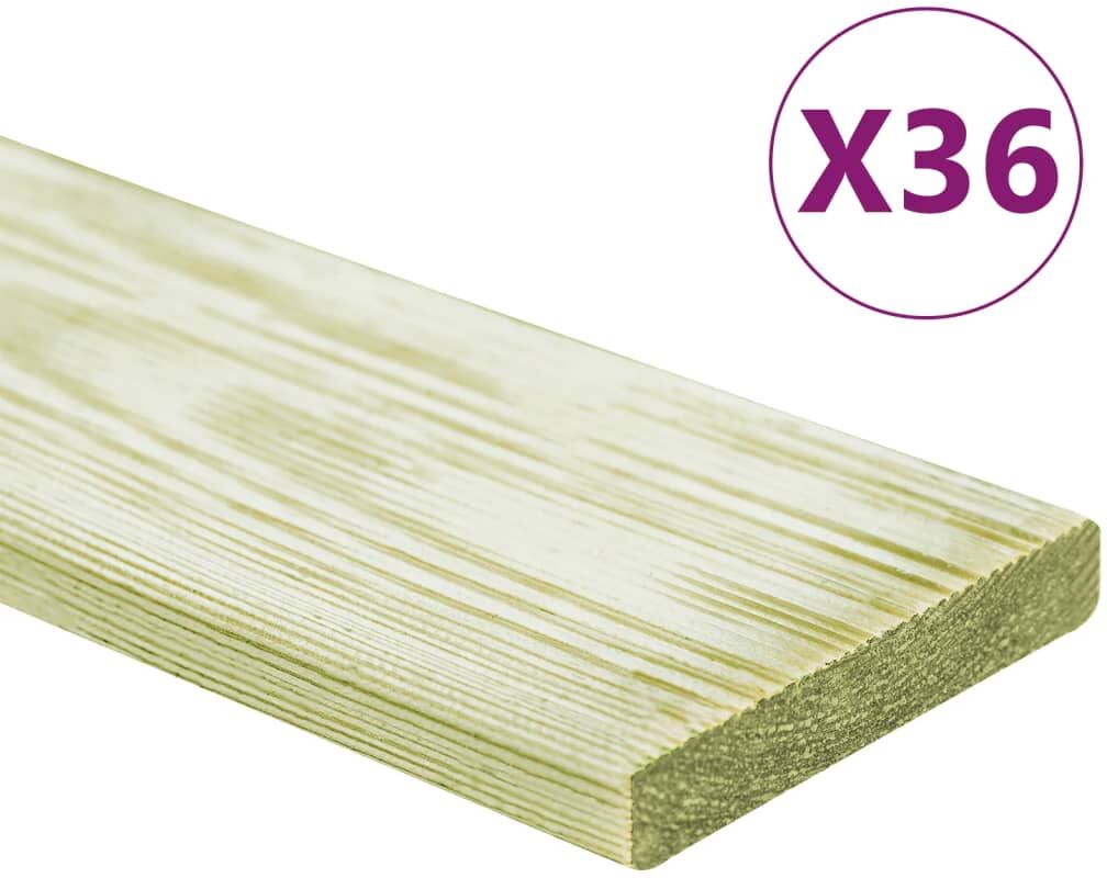 vidaXL Tablas para terraza 36 uds madera de pino impregnada 4,32 m² 1m