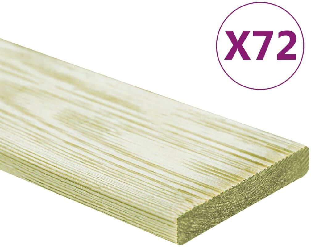 vidaXL Tablas para terraza 72 uds madera de pino impregnada 8,64 m² 1m