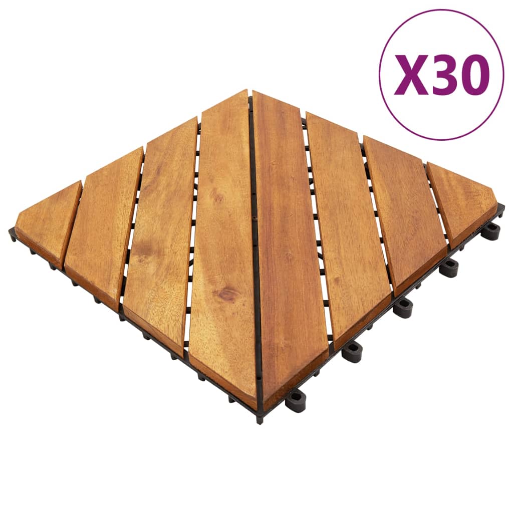 vidaXL Baldosas de porche de madera de acacia 30 pzas marrón 30x30 cm