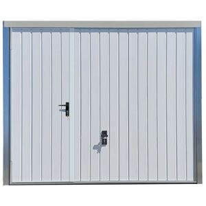 SPADONE Porte de garage basculante blanc avec portillon gauche l.240 x H.200 cm x Ep.20 mm - Publicité