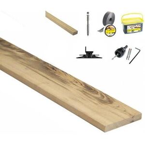 DECKIBOIS Kit de 40m² en bois exotique MUIRACATIARA TIGERWOOD Longueur 1850mm avec Lambourde, vis, cale de ventilation, plot pvc et Bande bitumineuse