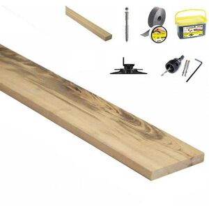 DECKIBOIS Kit de 40m² en bois exotique MUIRACATIARA TIGERWOOD Longueur 1550mm avec Lambourde, vis, cale de ventilation, plot pvc et Bande bitumineuse