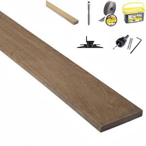 DECKIBOIS Kit de 20m² en bois exotique IPE Longueur 1250mm avec Lambourde, vis, cale de ventilation, plot pvc et Bande bitumineuse