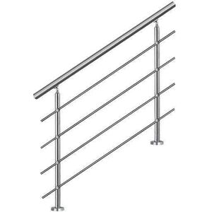 Bc-elec - AHM1004 Main courante d'escalier 100cm, balcon, balustrade, garde-corps en inox avec 4 barres transversales, install. à plat ou inclinée