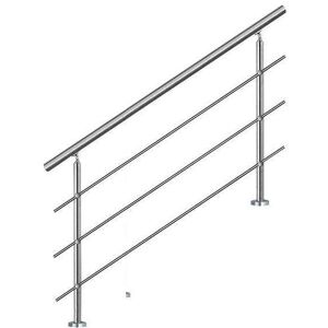 Bc-elec - AHM1203 Main courante d'escalier 120cm, balcon, balustrade, garde-corps en inox avec 3 barres transversales, install. à plat ou inclinée