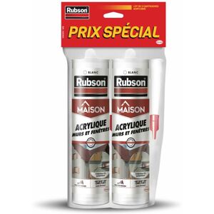 Rubson - Lot de 2 Mastic Maison Acrylique Murs & Fenêtres, mastic acrylique blanc pour intérieur & extérieur, comble fissure, joint porte et fenêtre, - Publicité