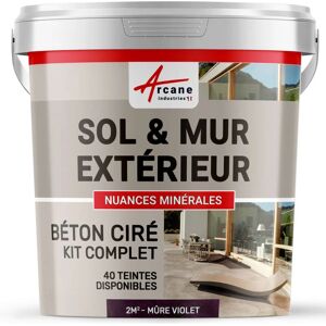 Arcane Industries - Béton ciré extérieur pour sol mur terrasse escalier enduit décoratif minéral en kit - 2 m² (en 2 couches) Mure Violet Mure Violet - Publicité