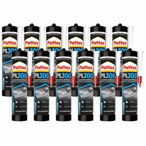 Lot de 12 cartouches de Colle mastic de fixation acrylique PL100 de Pattex