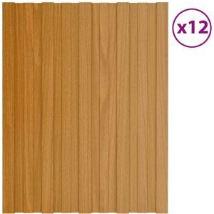 DESIGN IN Lot de 12 Panneaux de toiture Couverture - Panneau de bardage Acier galvanisé Bois clair 60x45 cm BV629865 - Publicité