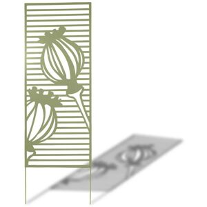 Panneau en métal Deco Panel vert olive - 0,60 x 1,50 m - pose murale ou sur sol meuble - Nortene