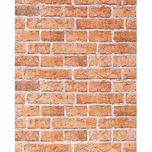 Papier peint design vintage rustique Edem 583-23 aspect mur de briques bricks brix terre cuite - orange - Publicité