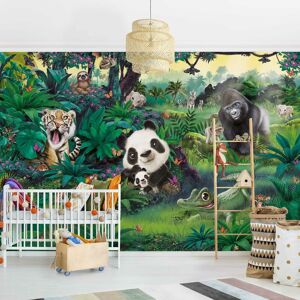 MICASIA Papier peint intissé Premium - Animal Club International - Jungle With Animals - Mural Format Paysage Dimension HxL: 190cm x 288cm - Publicité