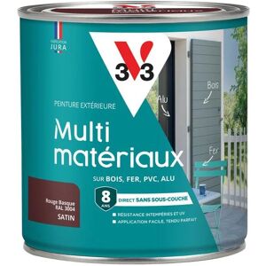 - Peinture extérieure Multi-matériaux Rouge basque ral 3004 Satin 0,5L