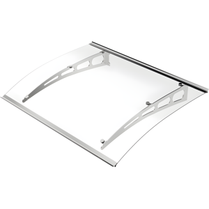 Vente-unique Auvent de porte en aluminium 120 x 90 cm courbé NEONA