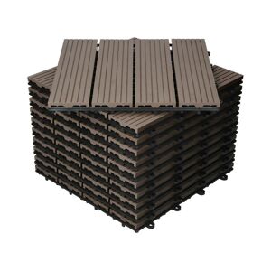 ECD Germany WPC Carreaux 30x30 cm - 55 Pièces par 5m² - avec Aspect Bois - Marron Foncé - Dalles