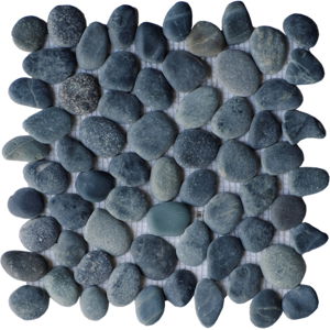 Vente-unique.com Mosaïque sol et mur galets naturels gris anthracite - pack de 1m² (11 dalles de 30x30 cm) - OLA