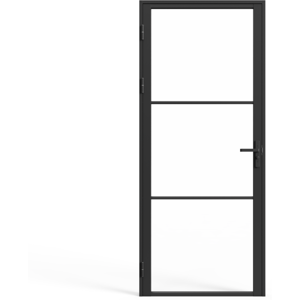 Vente-unique Bloc porte reversible en aluminium et verre trempe - H204 x L93 cm - MASERU