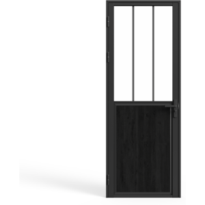 Vente-unique Bloc porte reversible en aluminium et verre trempe style atelier - H204 x L83 cm - ERMELO