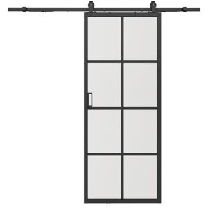 Vente-unique Porte coulissante en applique - aluminium et verre trempe - H205 x L73 cm - WILDEN II