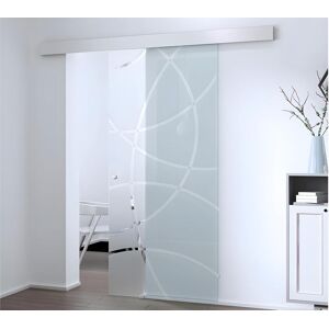 Vente-unique Porte coulissante en applique H205 x L93 cm - Verre trempe - HEIDI