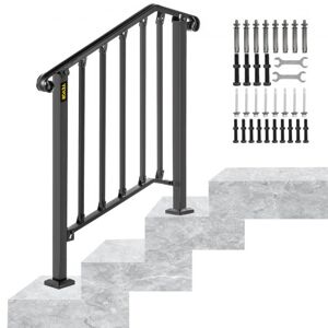 Rampe d'Escalier 2 à 3 Marches Garde-corps pour Escalier Main Courante Noire pour Escalier Rambarde Escalier