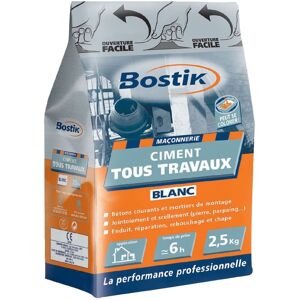 Ciment tous travaux Bostik - Blanc - Sac 2,5 kg