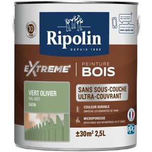 Peinture Ripolin EXTREME BOIS microporeuse satin 2.5 L vert olivier - Publicité