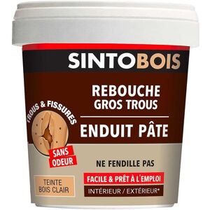 Rebouche bois prêt à l'emploi gros trous et fissures SINTO 1kg - Publicité