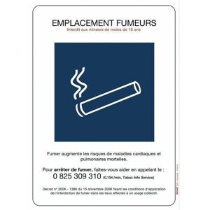 Panneaux de réglementation anti-tabac - emplacement fumeurs - 148 x 210 mm NOVAP - Publicité